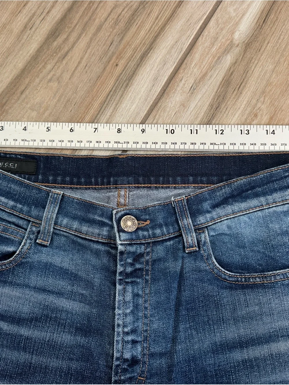 Gucci Men's Blue Web Pocket Skinny Jeans IT 46 Medium Wash Made in Italy Gucci